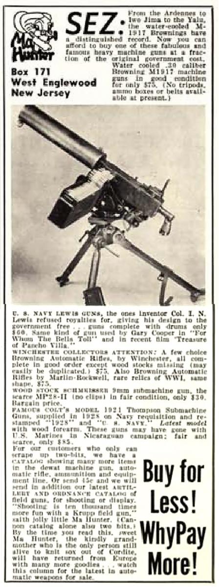 Ma Hunter Advertisement, Guns Magazine, January 1958, page 47 ...