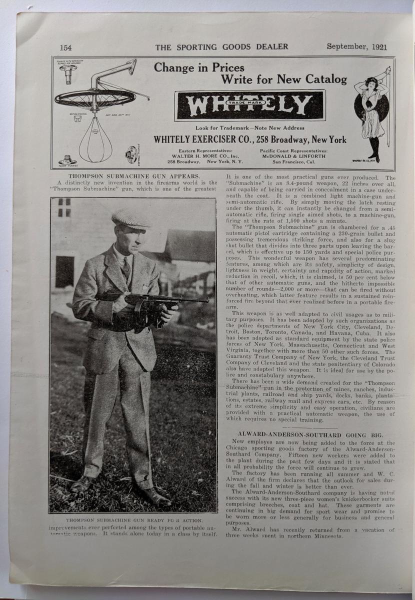 The Sporting Goods Dealer Catalog Sept. 21 Thompson Submachine Gun