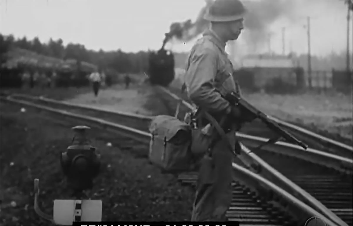 US Army Using Vertical Foregrip During WW2 Thompson Submachine Gun