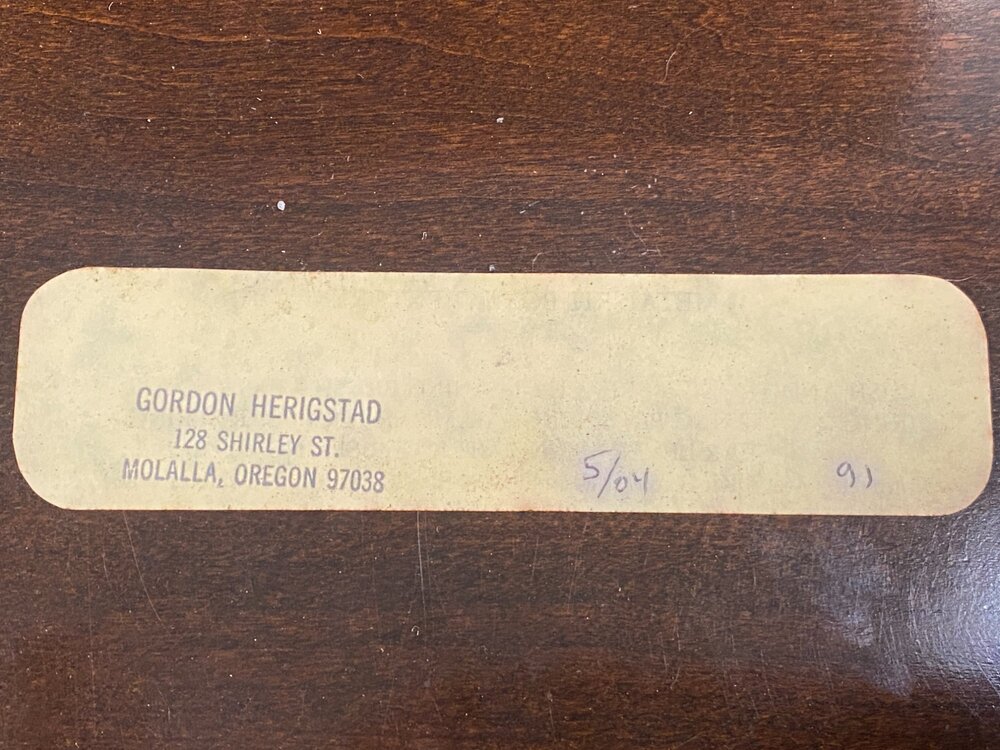 GH's Spare Parts Kit - Back of Label - Number 91.JPG